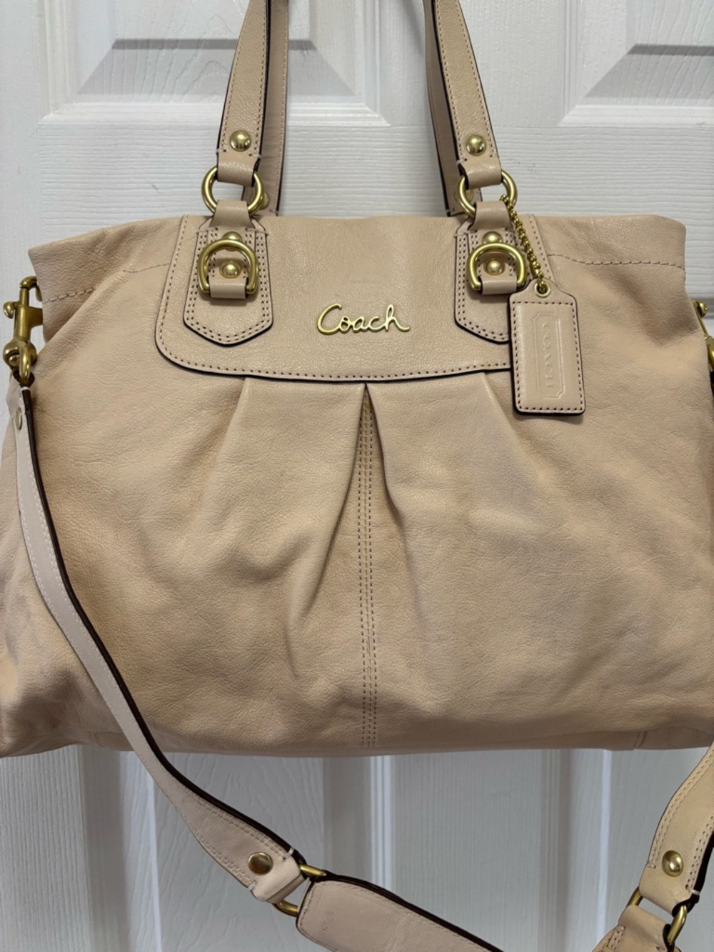 Coach L1075-F15513 Ashley Leather Carryall/Satchel in Parchment GUC